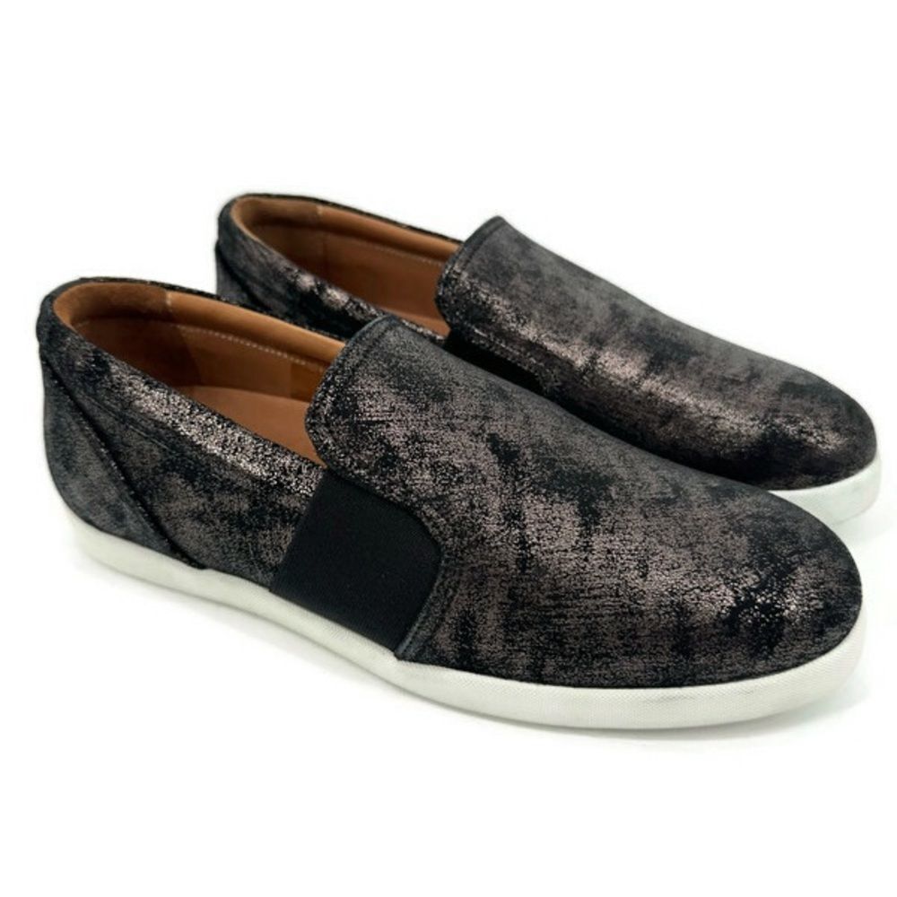 ATM Slip On Sneakers Gunmetal Black Antique Silver Metallic Size 40 US 9.5‎